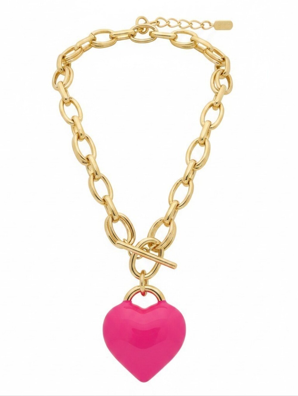 💕▪️Camila Coelho ▪️Gold Tone  with Pink Heart Pendant 17in Necklace